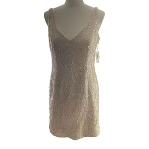 NWT Aidan Mattox Women's Sequin Cocktail Dress Size 10 champagne‎ Sleeveless